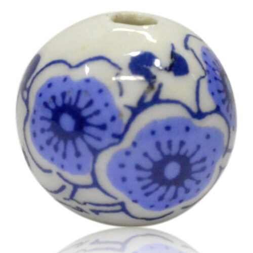 Hvid porcelænskugle med blå blomster