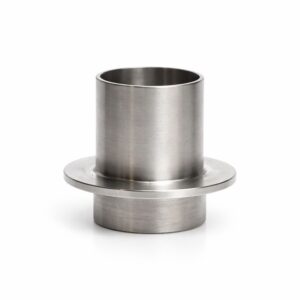 Kronelysholder i børstet stål med krave til modulopbygget lysestage