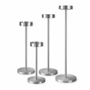 Gulvlysestage i børstet stål til bloklys med kugler