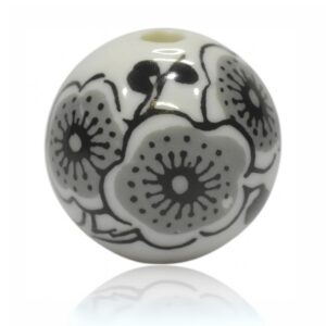 Hvid porcelænskugle med blomster til kuglestager