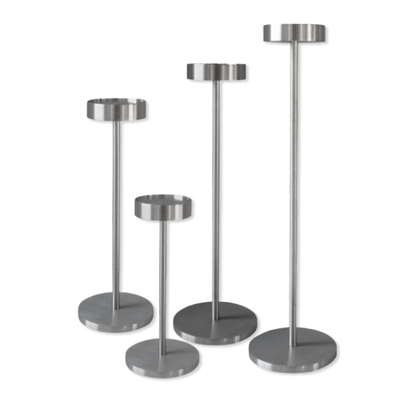 Gulvlysestage til Bloklys - Børstet Stål 1 My Candle gulvstage baser i børstet stål – 2 til 6 kugler flere højder