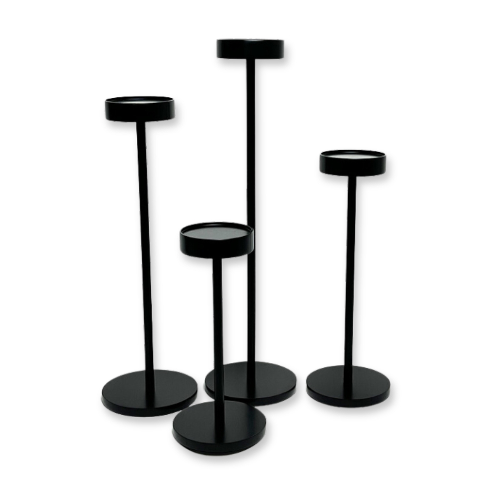 Sort Gulvlysestage til Bloklys - Sort Stål 1 My Candle gulvstage baser sort stål – flere højder til 2–6 kugler