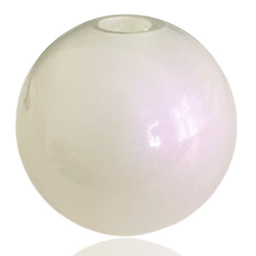 Hvid perlermor glaskugle –  3 cm