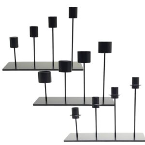 RECKTA lysestage sort stål med aflang base og fire stager