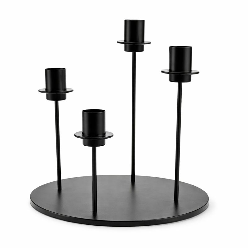 Sort Orbis lysestage 20 cm – kuglelysestage med krave til kronelys