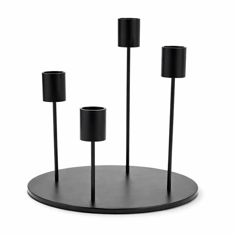 Sort Orbis lysestage 20 cm – kuglelysestage med elegance-top til kronelys