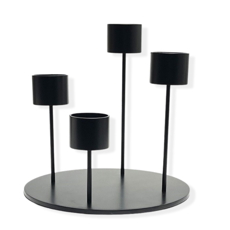 Sort Orbis lysestage 20 cm – kuglestage med fyrfadslys