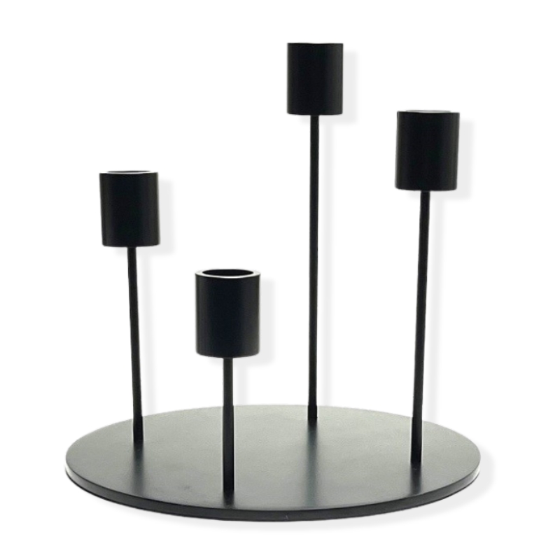 Sort Orbis lysestage 20 cm – kuglelysestage med elegance-top til kronelys